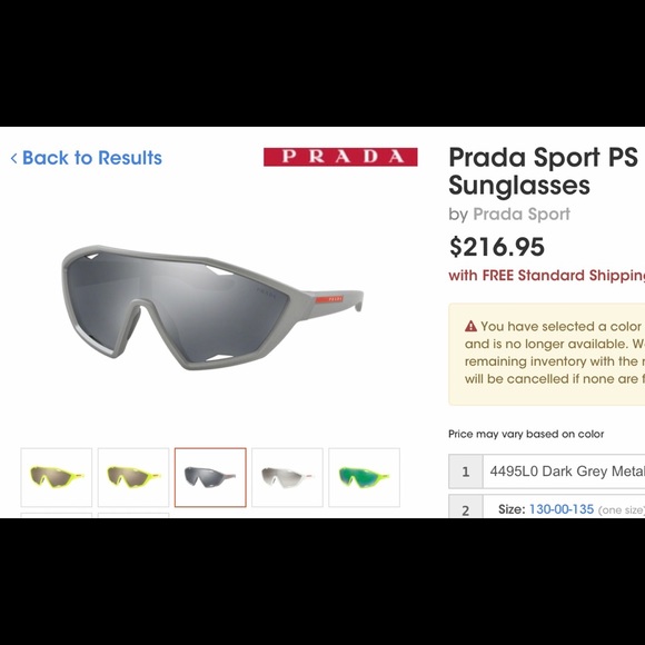 PRADA SPORT, LIGHTWEIGHT WITH MIRRORED SHIELDS SUNGLASSES, UNISEX - Picture 8 of 16